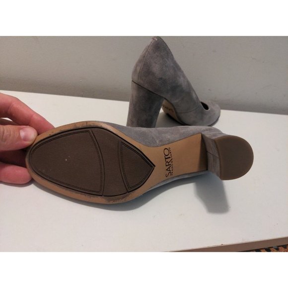 Franco Sarto Women's Suede Leather Block Heels A Aziza Gray - Picture 7 of 8